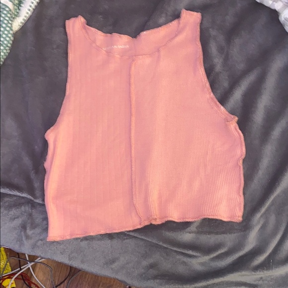 American Eagle Outfitters Tops - American Eagle Outfitters Pink Ribbed Crop Tank Top